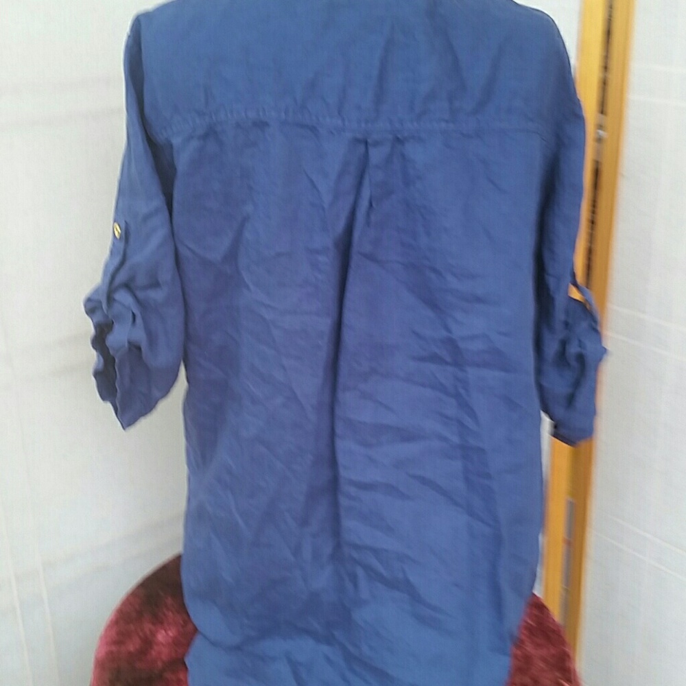 Faux Zipper Ellen Tracy Linen Top - Picture 7 of 7